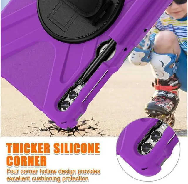 Alt view image 3 of 7 - BONAEVER Protective Case for Samsung Galaxy Tab S10 Plus 2024/S9 Plus 2023/S9 FE Plus 2023/S8 Plus 2022/S7 FE 2021/S7 Plus 2020 12.4" Shockproof Cover with Rotating Stand and /Shoulder Strap