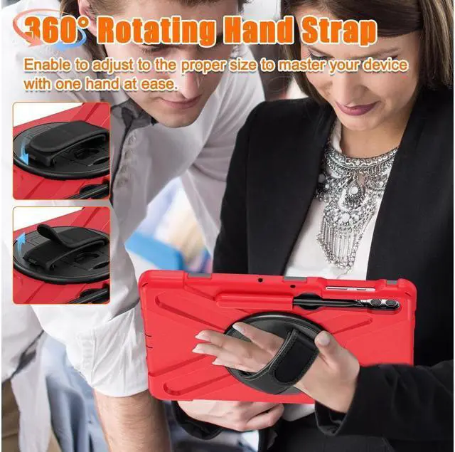 Alt view image 2 of 7 - BONAEVER Protective Case for Samsung Galaxy Tab S10 Plus 2024/S9 Plus 2023/S9 FE Plus 2023/S8 Plus 2022/S7 FE 2021/S7 Plus 2020 12.4 inch Shockproof Cover with Rotating Stand and /Shoulder Strap