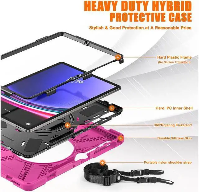 Alt view image 7 of 7 - BONAEVER Protective Case for Samsung Galaxy Tab S10 Plus 2024/S9 Plus 2023/S9 FE Plus 2023/S8 Plus 2022/S7 FE 2021/S7 Plus 2020 12.4 inch Shockproof Cover with Rotating Stand and /Shoulder Strap