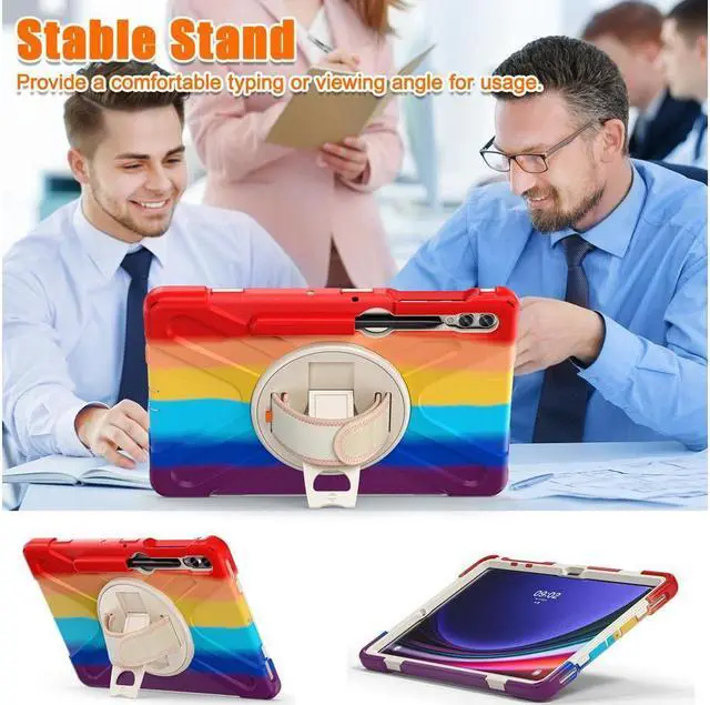 Alt view image 4 of 7 - BONAEVER Protective Case for Samsung Galaxy Tab S10 Plus 2024/S9 Plus 2023/S9 FE Plus 2023/S8 Plus 2022/S7 FE 2021/S7 Plus 2020 12.4 inch Shockproof Cover with Rotating Stand and /Shoulder Strap