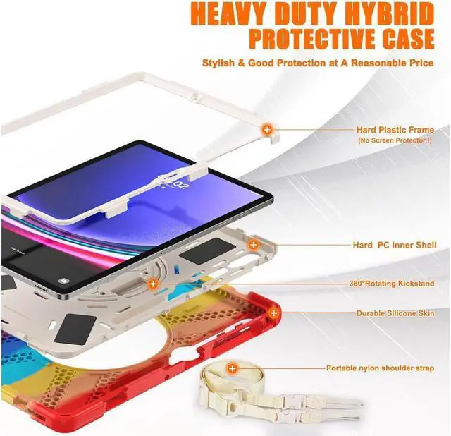 Alt view image 7 of 7 - BONAEVER Protective Case for Samsung Galaxy Tab S10 Plus 2024/S9 Plus 2023/S9 FE Plus 2023/S8 Plus 2022/S7 FE 2021/S7 Plus 2020 12.4 inch Shockproof Cover with Rotating Stand and /Shoulder Strap