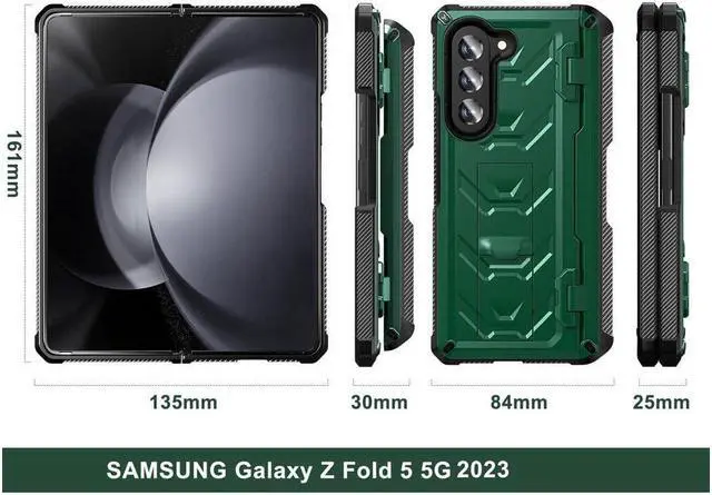 Alt view image 5 of 7 - BONAEVER For Samsung Galaxy Z Fold 5 Case with S Pen Holder Built-in Stand and & Screen Protector 360° Full-Body & Hinge Protection Rugged Phone Cover for Galaxy Z Fold 5 2023