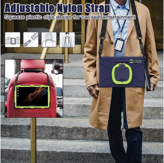 Alt view image 7 of 7 - BONAEVER For Samsung Galaxy Tab S10 Ultra 2024 / S9 Ultra 2023 / S8 Ultra 14.6 2022 Case Shockproof Protective Case for Galaxy Tab S8 Ultra 14.6" 2022 with Stand andandle Hand Strap & Shoulder Strap