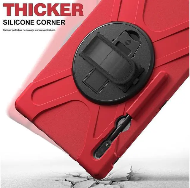 Alt view image 4 of 7 - BONAEVER Samsung Galaxy Tab S10 Ultra 2025 / Galaxy Tab S9 Ultra 2023 / Galaxy S8 Ultra 14.6 inch 2022 Case Shockproof Protective Cover with Stand Handle Hand Strap & Shoulder Strap
