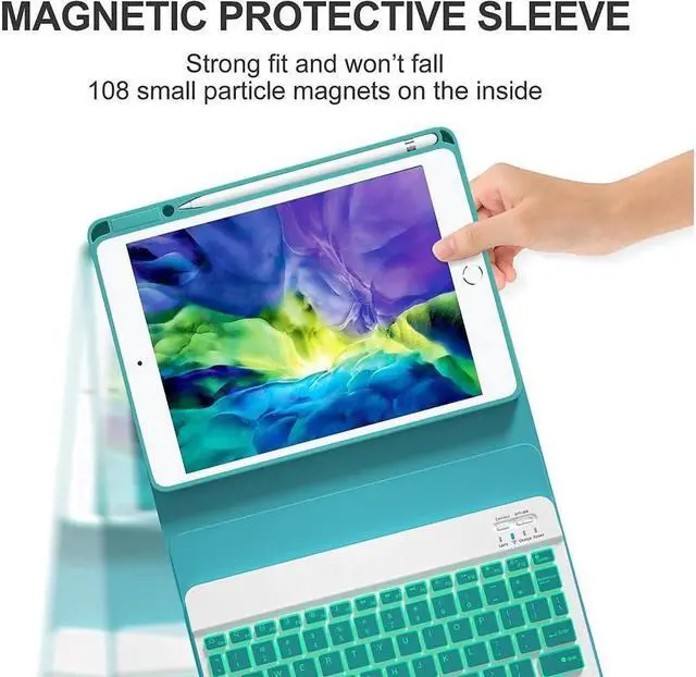 Alt view image 3 of 7 - BONAEVER Keyboard Case For iPad 10.2 inch 9th 8th 7th 2021/2020/2019 iPad Pro 10.5 inch/iPad Air 3 10.5 Backlit 7 Colors Wireless Keyboard with Protective Cover with Pen Holder