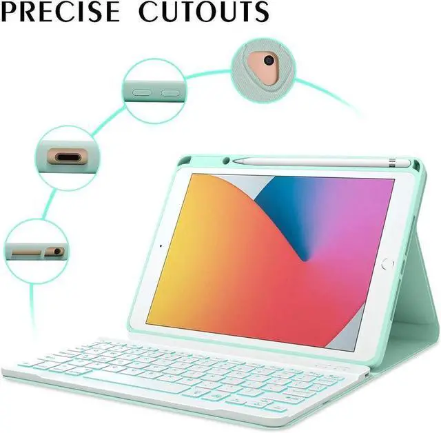 Alt view image 6 of 7 - BONAEVER Keyboard Case For iPad 10.2 inch 9th 8th 7th 2021/2020/2019 iPad Pro 10.5 inch/iPad Air 3 10.5 Backlit 7 Colors Wireless Keyboard with Protective Cover with Pen Holder