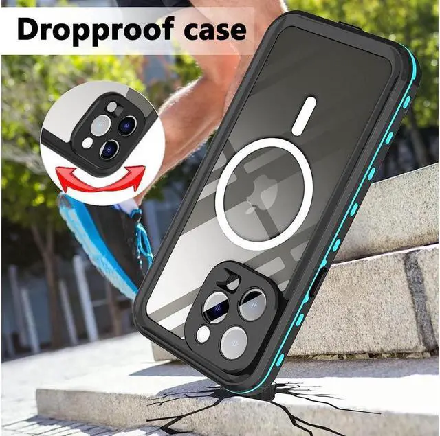 Alt view image 6 of 7 - BONAEVER for iPhone 14 Pro Max Case Waterproof Compatible with Magsafe Magnetic Protective iPhone 14 Pro Max Phone Case Water Proof Mag Safe Magnet Shockproof Clear with Screen Protector