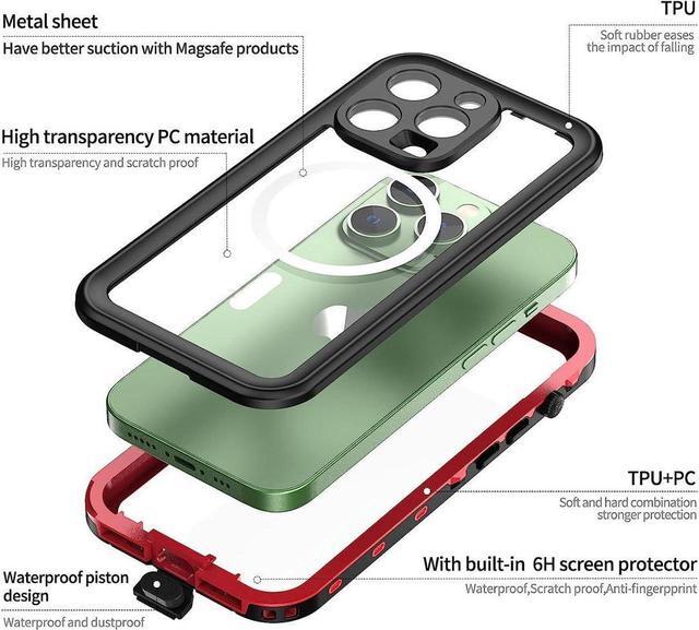 Alt view image 6 of 7 - BONAEVER for iPhone 14 Pro Max Case Waterproof Compatible with Magsafe Magnetic Protective iPhone 14 Pro Max Phone Case Water Proof Mag Safe Magnet Shockproof Clear with Screen Protector