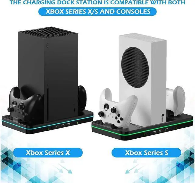 Alt view image 7 of 7 - Cooling Fan for Xbox Series X/S, Controller Charging Station with 2 X 1100 mAh Rechargeable Battery Packs, Cooling Stand Dual Controller Charging Dock with RGB LED Light, 3 USB Ports for Xbox Series X
