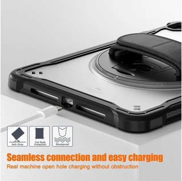 Alt view image 4 of 7 - BONAEVER Case For iPad 9th 8th 7th Generation 10.2 inch 2021 2020 2019 Shcokproof Cover with Transparent Back Pencil Holder Rotating Stand and /Shoulder Strap Stylus Pen