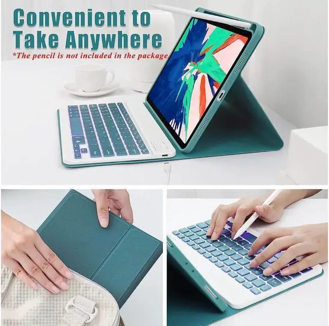 Alt view image 5 of 7 - BONAEVER Keyboard Case for iPad Air 11 Inch M3 M2 2025 2024 iPad Pro 11 Inch 2022 2021 2020 2018 iPad Air 5th 4th Gen 10.9 Wireless Backlit Magnetic Keyboard Built-in Pencil Holder Smart Cover