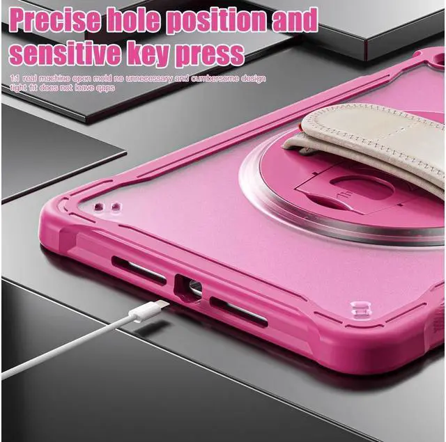 Alt view image 3 of 7 - BONAEVER Case For iPad 9th 8th 7th Generation 10.2 inch 2021 2020 2019 Shcokproof Cover with Transparent Back Pencil Holder Rotating Stand and /Shoulder Strap Stylus Pen