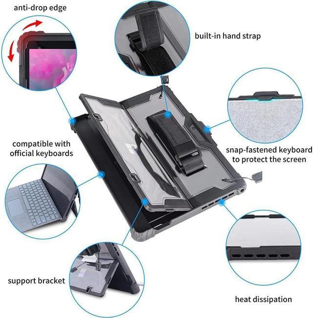 Alt view image 6 of 7 - BONAEVER Shockproof Protective Case for Microsoft Surface Go 3 2021 / Surface Go 2 2020 / Surface Go 2018 with Shoulder Strap H StrapPen Holder Compatible with Original Type Cover Keyboard + Standand
