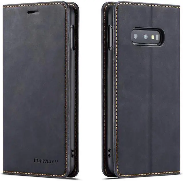 Main image of BONAEVER For Samsung Galaxy S10e Case Premium PU Leather Cover TPU Bumper with Card Holder Stand andidden Magnetic Shockproof Flip Wallet Case
