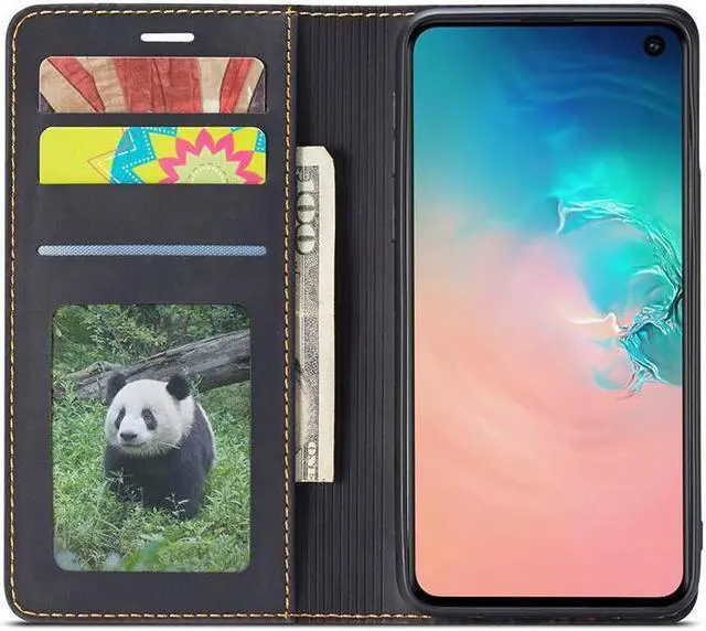 Alt view image 4 of 5 - BONAEVER For Samsung Galaxy S10e Case Premium PU Leather Cover TPU Bumper with Card Holder Stand andidden Magnetic Shockproof Flip Wallet Case