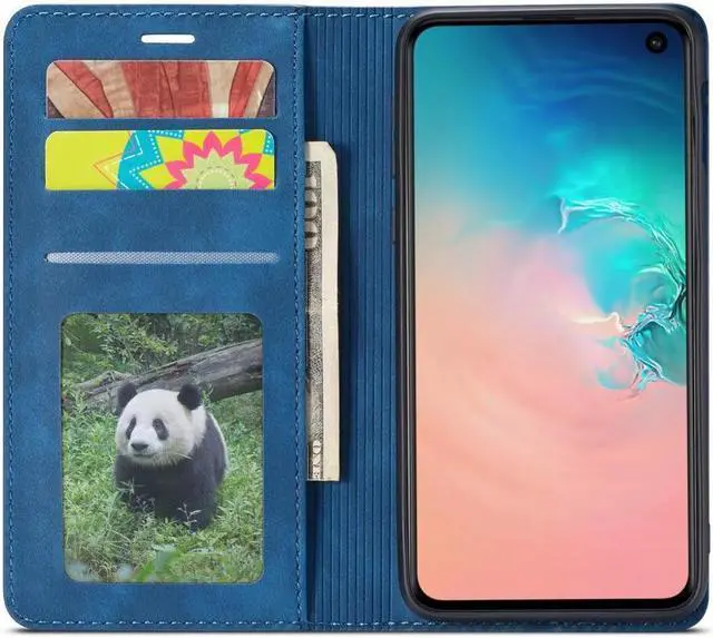 Alt view image 4 of 6 - BONAEVER For Samsung Galaxy S10e Case Premium PU Leather Cover TPU Bumper with Card Holder Stand andidden Magnetic Shockproof Flip Wallet Case