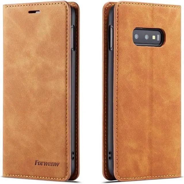 Main image of BONAEVER For Samsung Galaxy S10e Case Premium PU Leather Cover TPU Bumper with Card Holder Stand andidden Magnetic Shockproof Flip Wallet Case