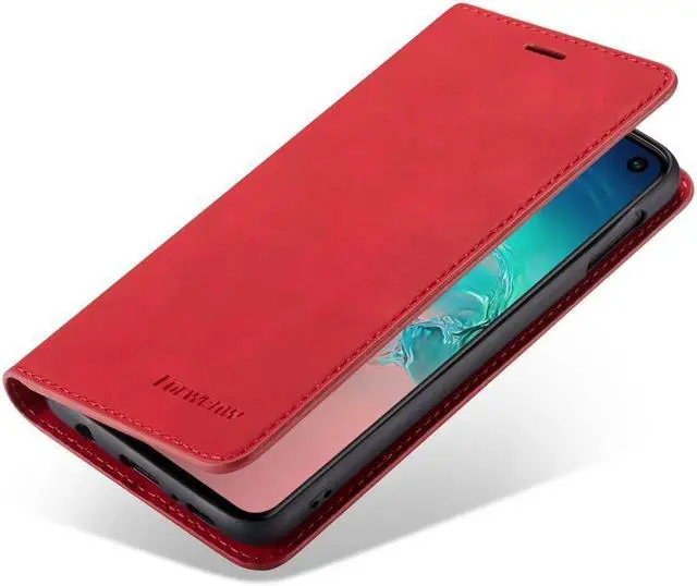 Alt view image 3 of 6 - BONAEVER For Samsung Galaxy S10e Case Premium PU Leather Cover TPU Bumper with Card Holder Stand andidden Magnetic Shockproof Flip Wallet Case
