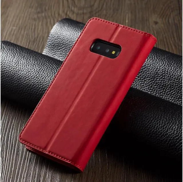 Alt view image 4 of 6 - BONAEVER For Samsung Galaxy S10e Case Premium PU Leather Cover TPU Bumper with Card Holder Stand andidden Magnetic Shockproof Flip Wallet Case