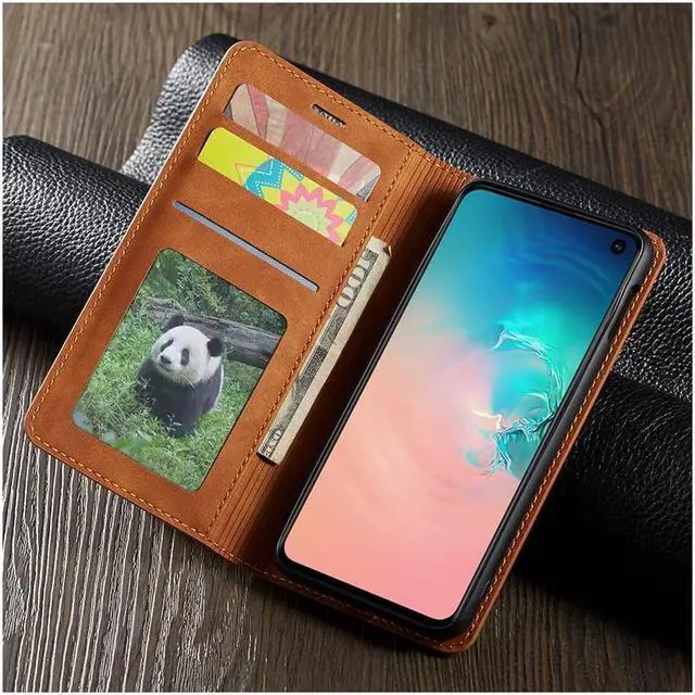 Alt view image 6 of 6 - BONAEVER For Samsung Galaxy S10e Case Premium PU Leather Cover TPU Bumper with Card Holder Stand andidden Magnetic Shockproof Flip Wallet Case