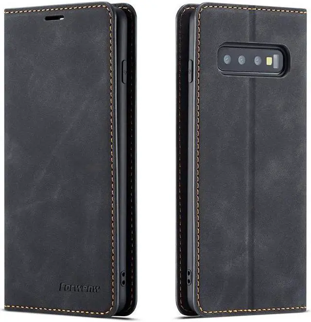 Main image of BONAEVER For Samsung Galaxy S10 Plus Case Premium PU Leather Cover TPU Bumper with Card Holder Stand andidden Magnetic Shockproof Flip Wallet Case for Galaxy S10 Plus / S10+ 6.4 inch
