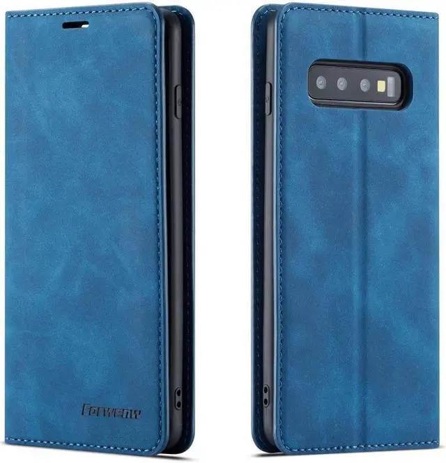 Main image of BONAEVER For Samsung Galaxy S10 Plus Case Premium PU Leather Cover TPU Bumper with Card Holder Stand andidden Magnetic Shockproof Flip Wallet Case for Galaxy S10 Plus / S10+ 6.4 inch