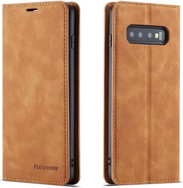 Main image of BONAEVER For Samsung Galaxy S10 Plus Case Premium PU Leather Cover TPU Bumper with Card Holder Stand andidden Magnetic Shockproof Flip Wallet Case for Galaxy S10 Plus / S10+ 6.4 inch