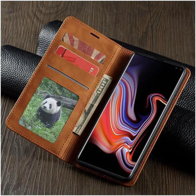Alt view image 4 of 6 - BONAEVER For Samsung Galaxy S10 Plus Case Premium PU Leather Cover TPU Bumper with Card Holder Stand andidden Magnetic Shockproof Flip Wallet Case for Galaxy S10 Plus / S10+ 6.4 inch