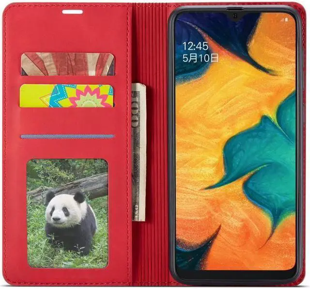 Alt view image 2 of 6 - BONAEVER For Samsung Galaxy A20e Case Premium PU Leather Cover TPU Bumper with Card Holder Stand andidden Magnetic Shockproof Flip Wallet Case
