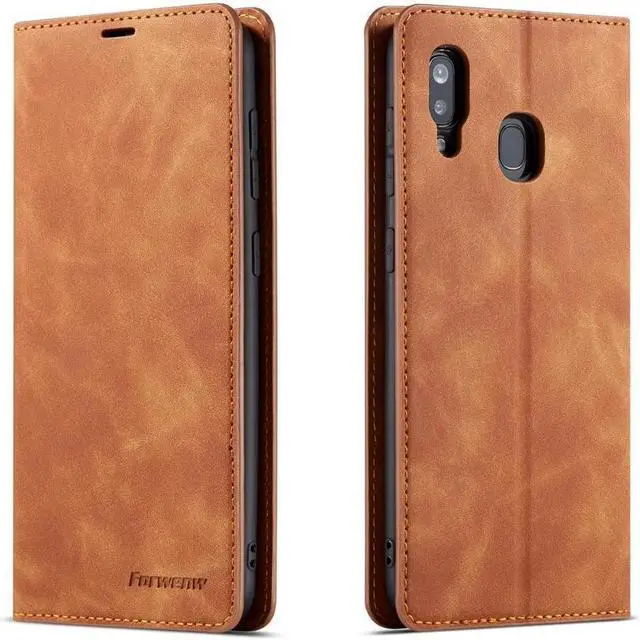 Main image of BONAEVER For Samsung Galaxy A20 / A30 Case Premium PU Leather Cover TPU Bumper with Card Holder Stand andidden Magnetic Shockproof Flip Wallet Case