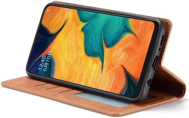 Alt view image 2 of 6 - BONAEVER For Samsung Galaxy A20 / A30 Case Premium PU Leather Cover TPU Bumper with Card Holder Stand andidden Magnetic Shockproof Flip Wallet Case