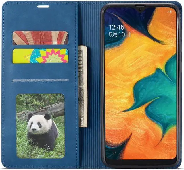 Alt view image 4 of 6 - BONAEVER For Samsung Galaxy A20 / A30 Case Premium PU Leather Cover TPU Bumper with Card Holder Stand andidden Magnetic Shockproof Flip Wallet Case