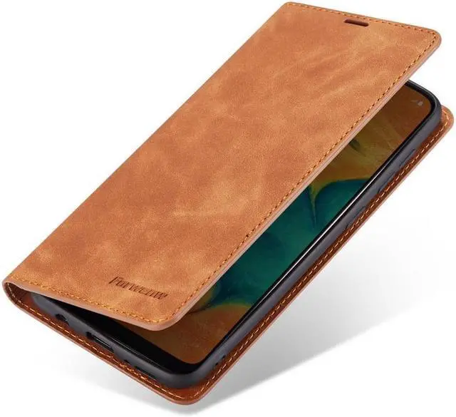 Alt view image 3 of 6 - BONAEVER For Samsung Galaxy A20 / A30 Case Premium PU Leather Cover TPU Bumper with Card Holder Stand andidden Magnetic Shockproof Flip Wallet Case