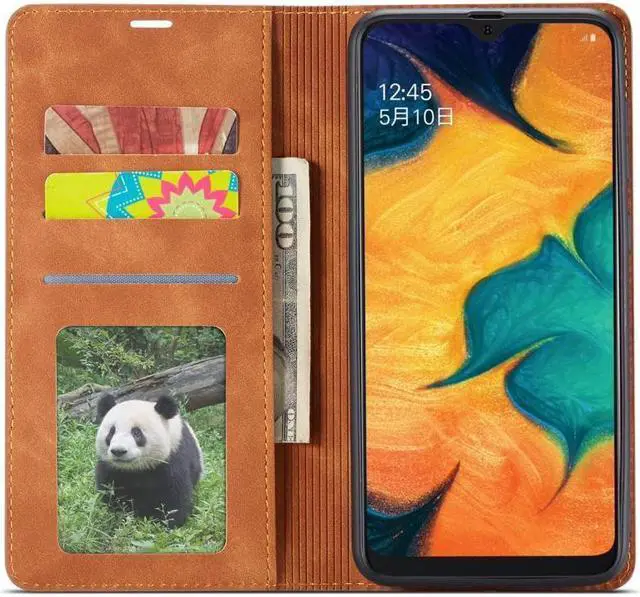Alt view image 5 of 6 - BONAEVER For Samsung Galaxy A20 / A30 Case Premium PU Leather Cover TPU Bumper with Card Holder Stand andidden Magnetic Shockproof Flip Wallet Case