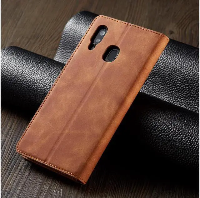 Alt view image 6 of 6 - BONAEVER For Samsung Galaxy A20 / A30 Case Premium PU Leather Cover TPU Bumper with Card Holder Stand andidden Magnetic Shockproof Flip Wallet Case