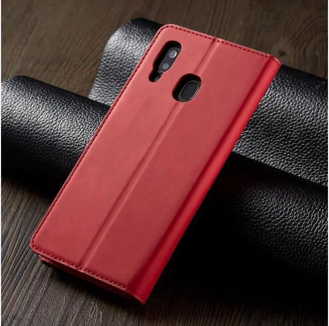 Alt view image 5 of 6 - BONAEVER For Samsung Galaxy A20 / A30 Case Premium PU Leather Cover TPU Bumper with Card Holder Stand andidden Magnetic Shockproof Flip Wallet Case