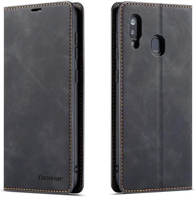 Main image of BONAEVER For Samsung Galaxy A40 Case Premium PU Leather Cover TPU Bumper with Card Holder Stand andidden Magnetic Shockproof Flip Wallet Case