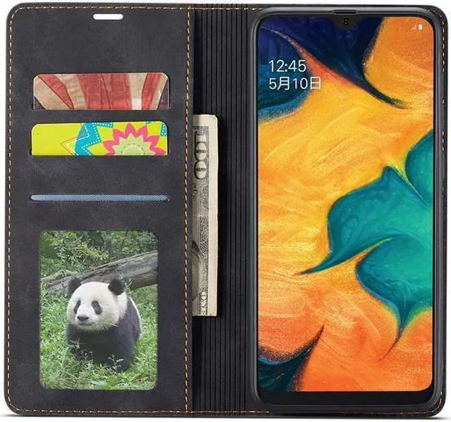 Alt view image 2 of 6 - BONAEVER For Samsung Galaxy A40 Case Premium PU Leather Cover TPU Bumper with Card Holder Stand andidden Magnetic Shockproof Flip Wallet Case