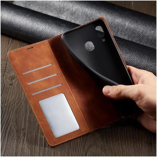Alt view image 4 of 7 - BONAEVER For Samsung Galaxy A40 Case Premium PU Leather Cover TPU Bumper with Card Holder Stand andidden Magnetic Shockproof Flip Wallet Case