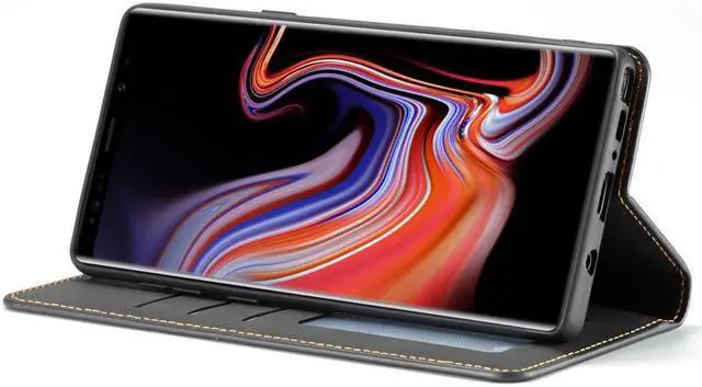 Alt view image 4 of 6 - BONAEVER For Samsung Galaxy Note 9 Case Premium PU Leather Cover TPU Bumper with Card Holder Stand andidden Magnetic Shockproof Flip Wallet Case for Galaxy Note 9 6.4 inch