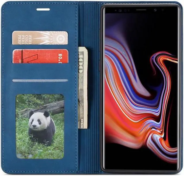 Alt view image 2 of 5 - BONAEVER For Samsung Galaxy Note 9 Case Premium PU Leather Cover TPU Bumper with Card Holder Stand andidden Magnetic Shockproof Flip Wallet Case for Galaxy Note 9 6.4 inch