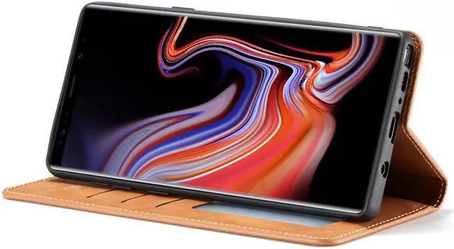 Alt view image 2 of 6 - BONAEVER For Samsung Galaxy Note 9 Case Premium PU Leather Cover TPU Bumper with Card Holder Stand andidden Magnetic Shockproof Flip Wallet Case for Galaxy Note 9 6.4 inch
