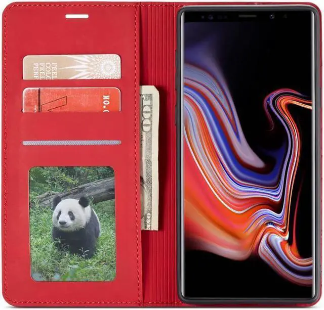 Alt view image 3 of 5 - BONAEVER For Samsung Galaxy Note 9 Case Premium PU Leather Cover TPU Bumper with Card Holder Stand andidden Magnetic Shockproof Flip Wallet Case for Galaxy Note 9 6.4 inch