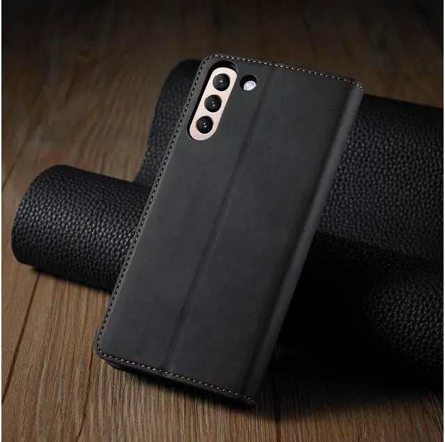 Alt view image 4 of 5 - BONAEVER For Samsung Galaxy S21 FE 5G / A52 4G Case Premium PU Leather Cover TPU Bumper with Card Holder Stand andidden Magnetic Shockproof Flip Wallet Case for Galaxy S21 FE 5G 6.4 inch