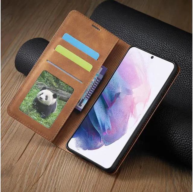 Alt view image 4 of 6 - BONAEVER For Samsung Galaxy S21 FE 5G / A52 4G Case Premium PU Leather Cover TPU Bumper with Card Holder Stand andidden Magnetic Shockproof Flip Wallet Case for Galaxy S21 FE 5G 6.4 inch