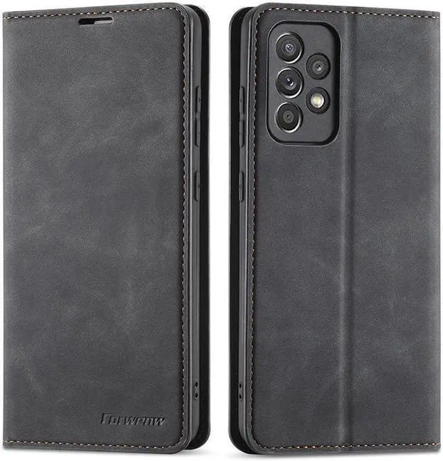 Main image of BONAEVER For Samsung Galaxy A52 5G / A52 4G Case Premium PU Leather Cover TPU Bumper with Card Holder Stand andidden Magnetic Shockproof Flip Wallet Case