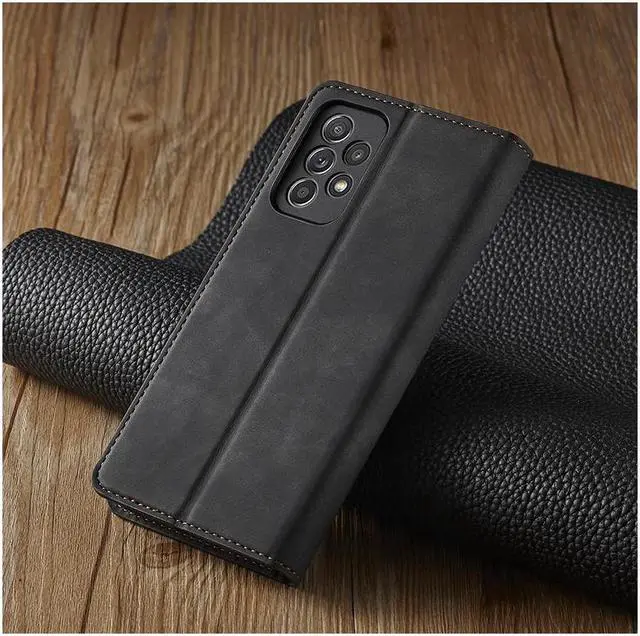 Alt view image 5 of 6 - BONAEVER For Samsung Galaxy A52 5G / A52 4G Case Premium PU Leather Cover TPU Bumper with Card Holder Stand andidden Magnetic Shockproof Flip Wallet Case