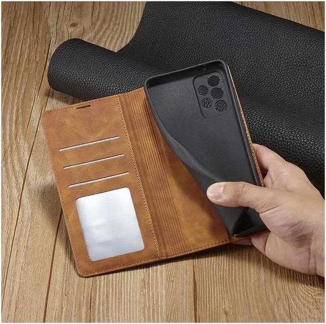 Alt view image 7 of 7 - BONAEVER For Samsung Galaxy A72 5G / A72 4G Case Premium PU Leather Cover TPU Bumper with Card Holder Stand andidden Magnetic Shockproof Flip Wallet Case