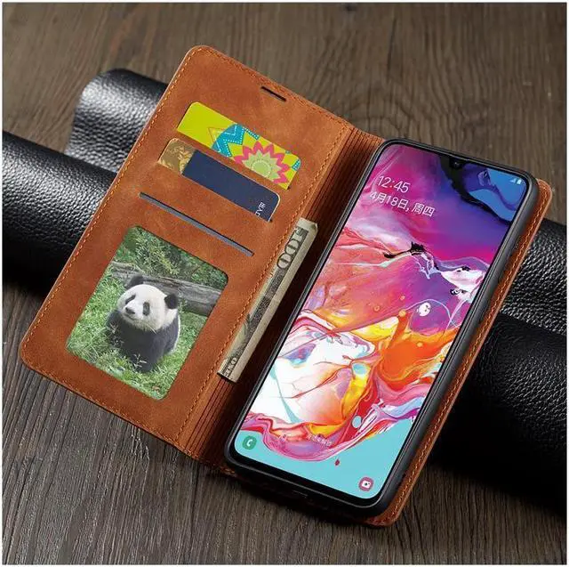 Alt view image 5 of 7 - BONAEVER For Samsung Galaxy A50 / A50S / A30S Case Premium PU Leather Cover TPU Bumper with Card Holder Stand andidden Magnetic Shockproof Flip Wallet Case