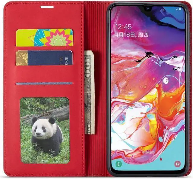 Alt view image 4 of 6 - BONAEVER For Samsung Galaxy A50 / A50S / A30S Case Premium PU Leather Cover TPU Bumper with Card Holder Stand andidden Magnetic Shockproof Flip Wallet Case